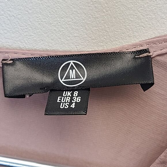 Missguided Pink Plunge Neck Silky Long Sleeve Panelled Thigh Slit Mini Dress 4 - Picture 5 of 10